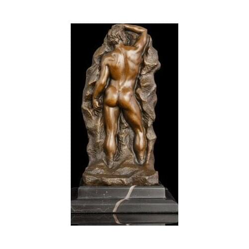 2020 home LIVING ROOM wall TOP Decor ART--24 CM NUDE MEN bronze statue sculpture Decoration brass decorative