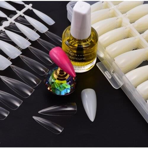 240pcs one box fake nails ABS Material Traceless nail art Transparent skin colour Seamless fit manicure Sharp fingernails H1035