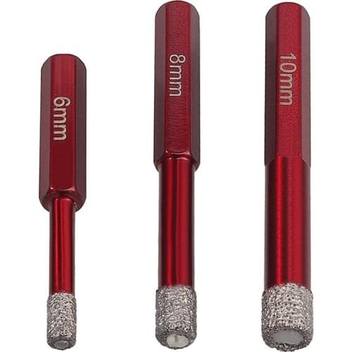 3Pcs Durable Hex Shank Dry Diamond Tile Marble Porcelain Stoneware Drill 6/8/10mm Set For Household Working Tool Accessories