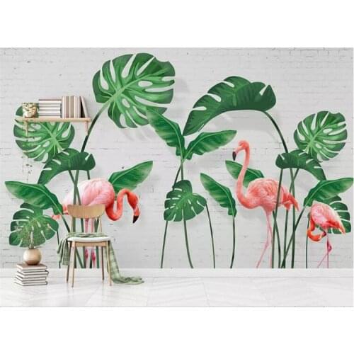 3d wallpaper photo wallpaper custom livingroom mural banana leaf flamingo painting picture 3d wall murals wallpaper for walls 3d