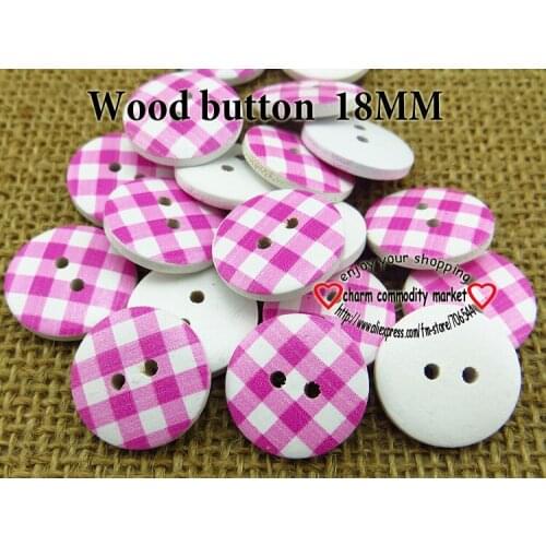 60PCS 18MM Grid pink painting wooden buttons sewing clothes boots coat accessories MCB-743