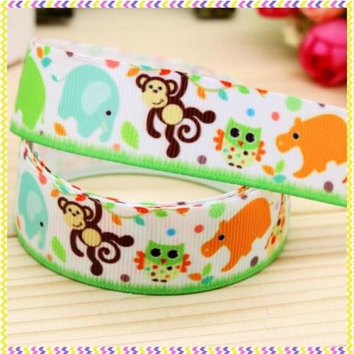 7/8'' Free shipping animals printed grosgrain ribbon hairbow headwear party decoration diy wholesale OEM 22mm P3989