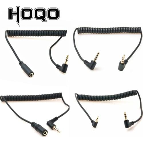 90 Degree Audio Jack 3.5mm trs connector to 3/4 Pole 3.5/2.5mm trrs Headphone Stereo Audio AUX Spring Coiled Spiral Cable