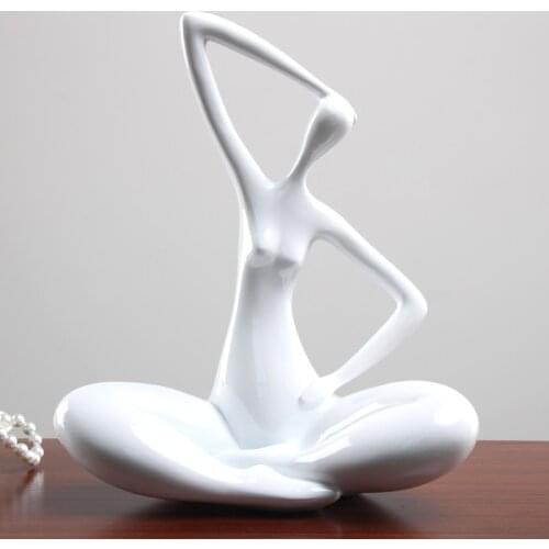 Abstract Yoga Figure Art Sculpture Decoration Yoga Girl Figurine Fat Lady Statue Creative Resin Crafts Home Decorations R4450
