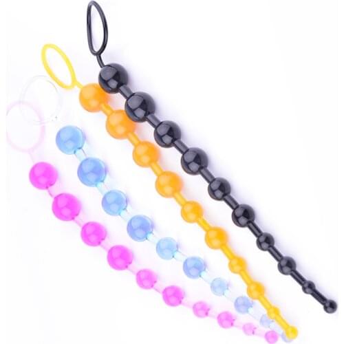 Anal Stimulator Ball Beads Butt Plug Silicon with 10 Beads Prostate Massage anal toys Adult Sex Products Erotic Toys Tail Plug