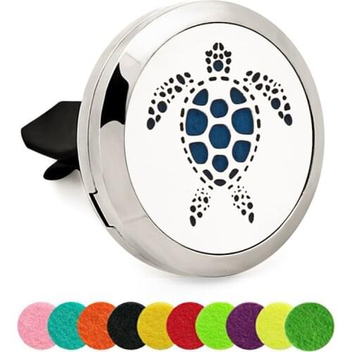 Dragonfly tortoise dog & cat Essential Oil Car Diffuser Locket Vent Clip 316L Stainless Steel Perfume locket Magnetic+ 10 Pads