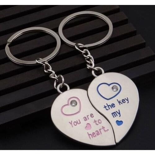 FREE SHIPPING by FEDEX 100pairs/lot 2019 New Design You Are the Key to My Heart Couple Keychains Metal Heart Keyrings for Lovers