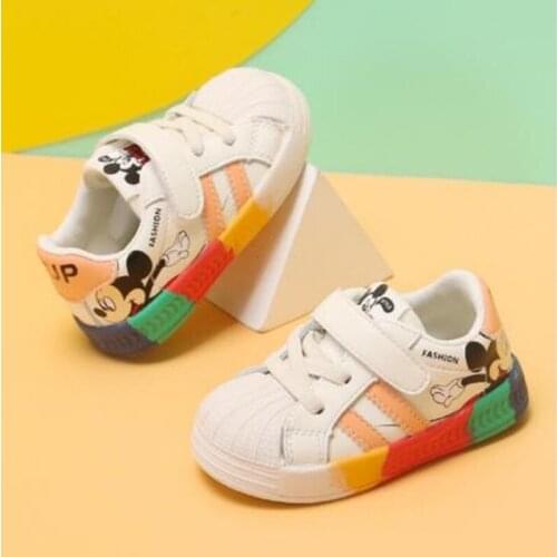 Disney Cartoon Baby Casual Shoes New Autumn Children Sports Sneakers For Baby Boy Girl Mickey Mouse Toddler White Shoes