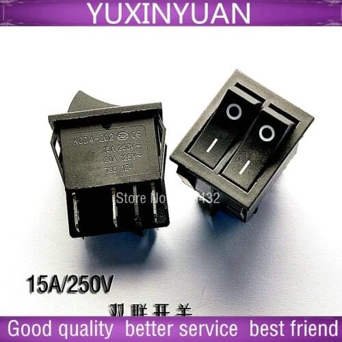 Double 6 foot ship type switch supply become warped board switch KCD8-212 n KCD2 15 a/250 v 10pcs/lot