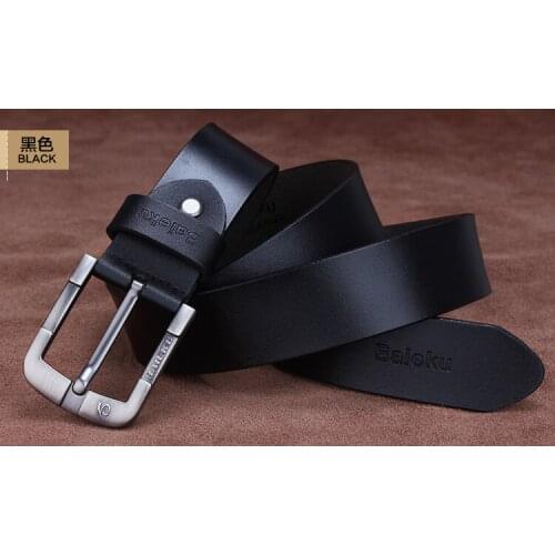 Top Quality Classic Belts Mens 100% Real Genuine Cow Leather Waistband Pin Buckle Smooth Waist Formal Belt Strap Girdle Casual