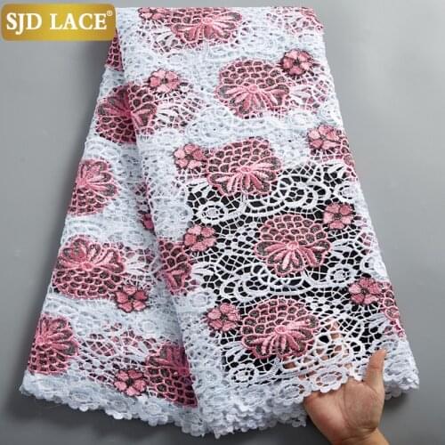 SJD LACE Onion White Two Colors Design African Cord Lace Fabric High Quality Water Soluble Guipure Cord Laces For Wedding A2490