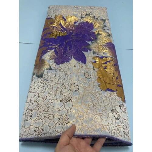 Latest Beautiful brocade jacquard lace fabric Gold New designs African Nigerian French Lace for wedding Dress VK4887