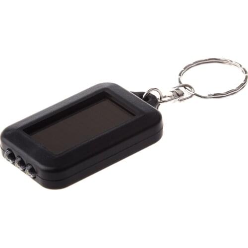 KSOL New Small Black Solar-powered LED Flashlight w/ Keychain handy neat bright