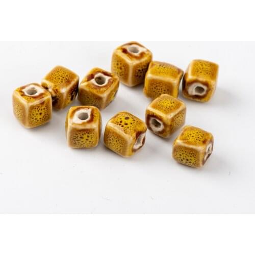 Square Shape DIY Ceramic beads not silicone oblate Jewlery&Accessories ceramics beads 10pieces/lot #A527C