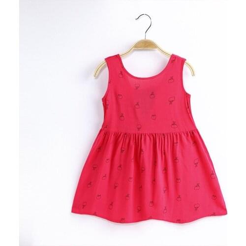 Summer Pineapple Girls Dress Pink Cotton Sleeveless Kids Dress Girls Beach Dress Fashion Kids Clothing Dress for Baby Girls