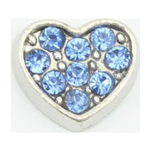Hot selling! 10pcs Baby blue birthstone crystal heart floating charms for floating locket