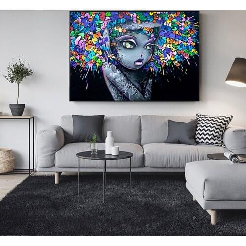 Lovely Girls Graffiti Art Canvas Paintings On The Wall Pictures For Living Room Pop Art Street Art Canvas Prints Home Decoration