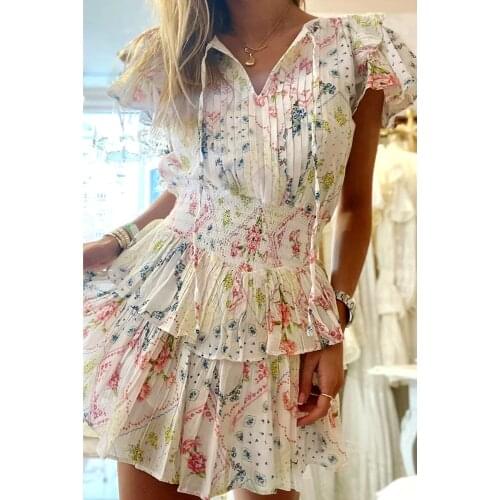 GypsyLady Floral printed Mini Dress Boho Summer Sexy Chic Women Dress V-neck Ruffles Ladies Holiday Beach Ladies Female Dresses