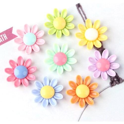 Mini Order 23mm Daisy Sunflower Resin Cabochons 20pcs Embellishments Scrapbooking Flatback Patch Sticker Clay Charms material