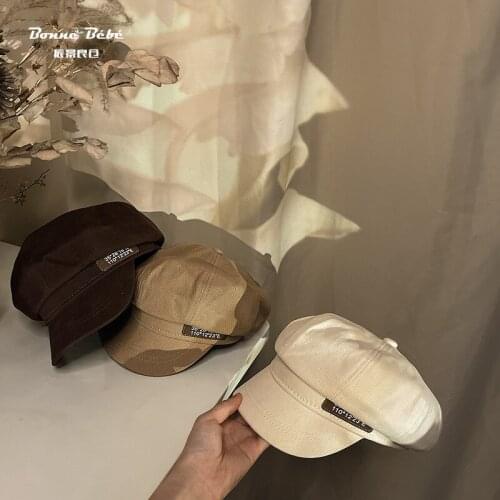 Fashion Autumn Kids Hat Number Leather Label Boys Girls Newsboy Naval Cap Retro Art Beret Hats Accessories Child Baseball Hats