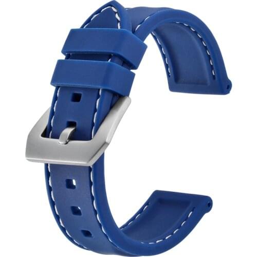 Anbeer Siliocne Watchband Men Diving Rubber Replacement Bracelet 18mm 20mm 22mm 24mm Blue Wristband