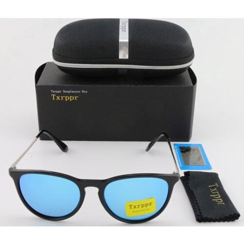 Txrppr New Fashion Sunglasses Mans Womans Eyewear Designer Brand Sun Glasses Black Frame Blue Polarized 54mm with black box