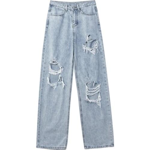 New Women Hip Hop Loose Jeans Pants Vintage Torn Trousers Female Streetwear Plus Size 5XL 2021 Womens High Waist Ripped Jeans