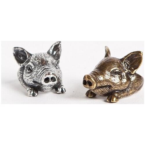 Wholesale Unique Handmade Boho Chic Retro Pig Ring Female and Male Pet Lovers Gift Idea-- 12pcs/lot