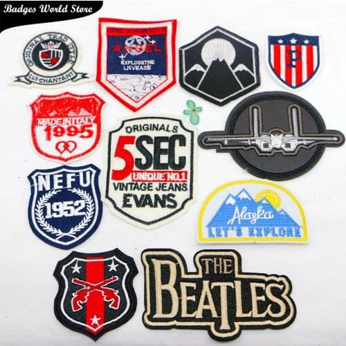 Pistol Airplane Mountain Alphabet Shield Totem Icon Embroidery Applique Patches For Clothing DIY Sew up Badges on the Backpack