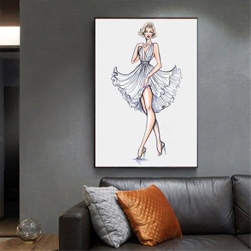 Women Poster Modern Decoration Fashion Paris Model Art Poster Cartoon Girl Wall Art Home Decoration Wall Painting Bedroom Decor