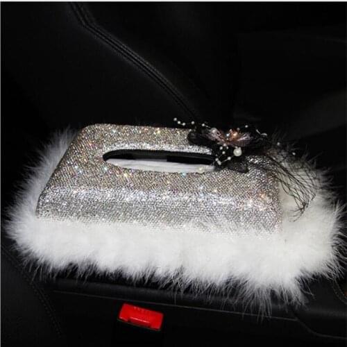 Full Diamond High Quality White Rhinestones Goddess New Car Gift Home Office Car Tissue Box