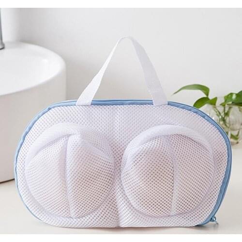 Long Lasting Convenient Polyester Dense Mesh Laundry Bag 3 Colors Bra Laundry Pouch with Handle for Girls