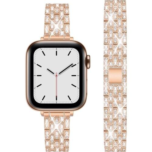 Fashion Woman Inlaid Rhineston Jewelry Bracelet Belt For Apple Watch Band 38mm 42mm 40mm 44mm Steel iWatch 2 3 4 5 6 SE Strap