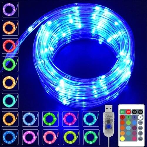 100/200 Leds RGB Color Christmas String Light Soft Tube&Remote Controller 4 Modes Indoor/Outdoor Holiday Decoration Party,Bar
