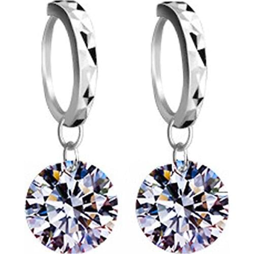 Classic Simple Round AAA Cubic Zirconia Drop Earrings 925 Sterling Silver Jewelry for Women Girls Wedding & Engagement