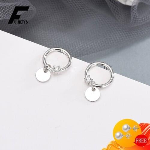Fashion Earrings 925 Sterling Silver Jewelry with Zircon Gemstone Round Drop Earrings Accessories for Women Wedding Party Gift