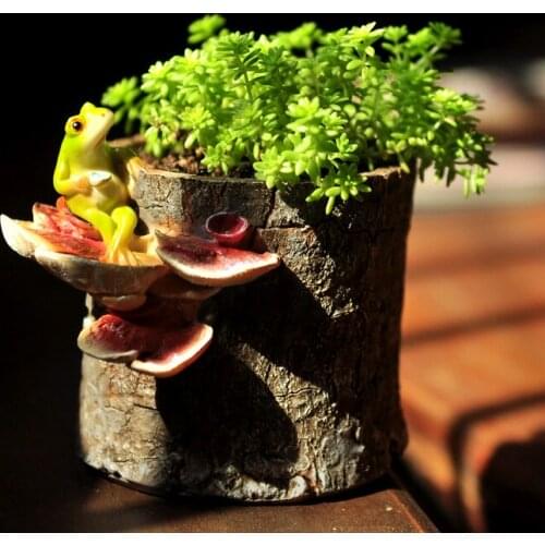 Country Style Cute Frog Vase Resin Crafts Flowerpot Fairy Garden Miniature Figurines Creative Home Decoration Accessories