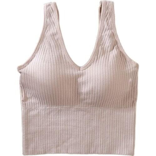 LONKKO Sleeveless Camisoles Women Padded Bralette Solid Color Crop Tops Fashion Active Top Female Lingerie Girls Tank Tops 2020