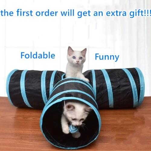 Cat Tunnel Tube Toy Kitty Tunnel Cat Pet Indoor 2/3-way Collapsible Toys Cave Tunnel Training Interactive Toy For Small Animals