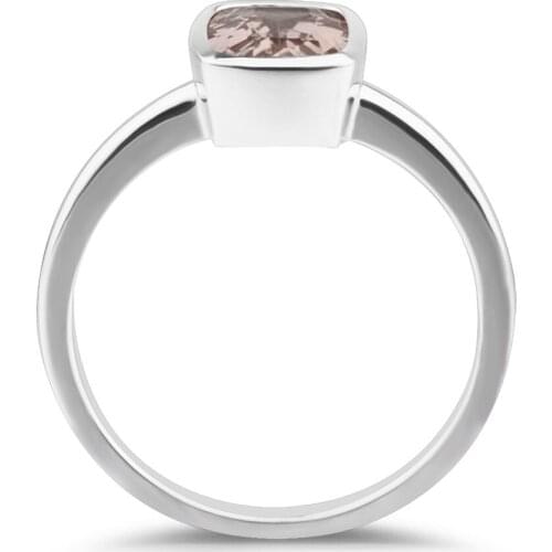 Leige Jewelry Real Pink Morganite Gemstone Cushion Shape Engagement Solitaire Rings For Woman 925 Sterling Silver