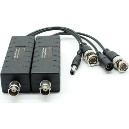 X2pcs one pair single channel power over coax transceiver BNC video DC power adapter transmission to 400m