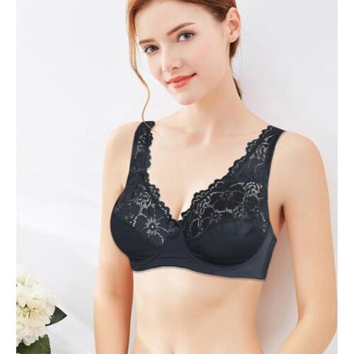 Womens Bra Lager Size Lace Brassiere Sexy Lingerie BH Underwired Embroidered Plus Size Bralette Top Underwear 34-46 B C D DD E F