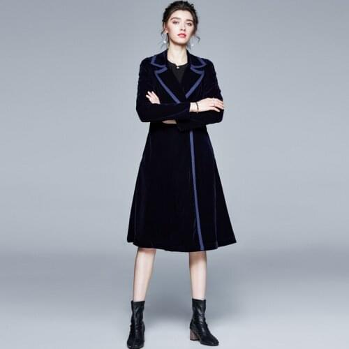 ZUOMAN Women Autumn & Winter Long Elegant Velvet Trench Coat Female High Quality Vintage Blazer Designer Outerwear & Coats