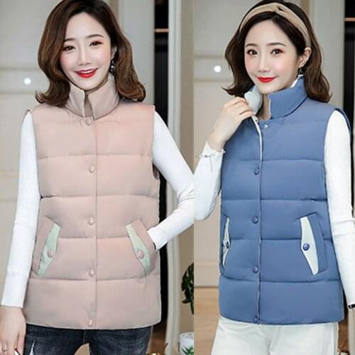 Vest female winter Korean student vest new large size waistcoat shoulder sleeveless jacket