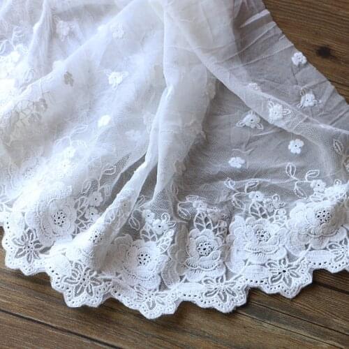 1 yard High quality 28cm snowflake simple gauze embroidery lace dress design materials DIY