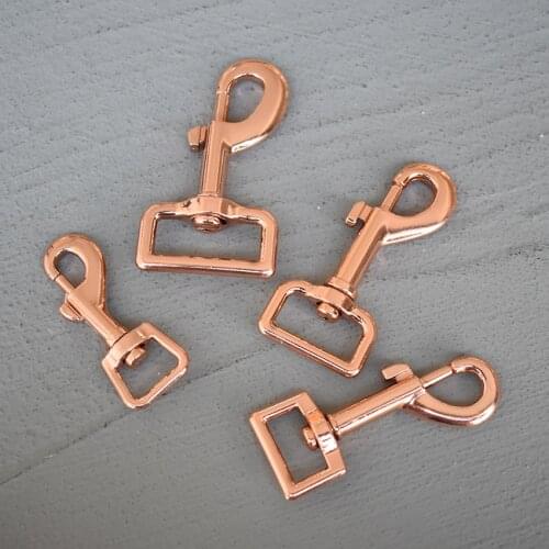 100 Pcs 15/20/25/30mm Snap Hook Leather Belt Strap Bag Buckles Metal Clasps Lobster Dog Collar Keychain Swivel Rose Gold