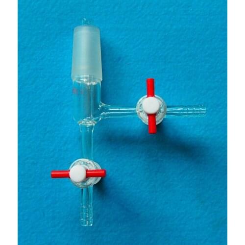24/40,Glass Vacuum Transfer Adapter,Two PTFE Stopcock,Lab Chemistry Glassware