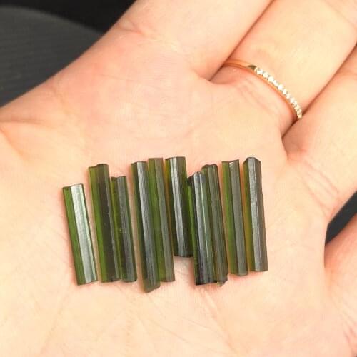 10Pcs Rare pure natural green tourmaline crystal specimen block artwork reiki healing meditation