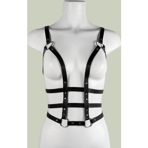 B.CYQZ Leather Green Punk Lingerie Harness Women Body Bondage Garters Stockings Bra Suspenders Straps Belt Goth Costume Sexy