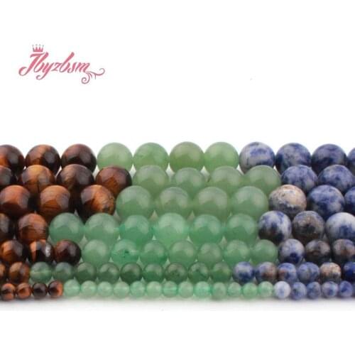 Natural Amethysts Jasper Lapis Mixed Round Smooth Loose Stone Beads For DIY Jewelry Making Necklace Strand 15" 6/8/10/12MM